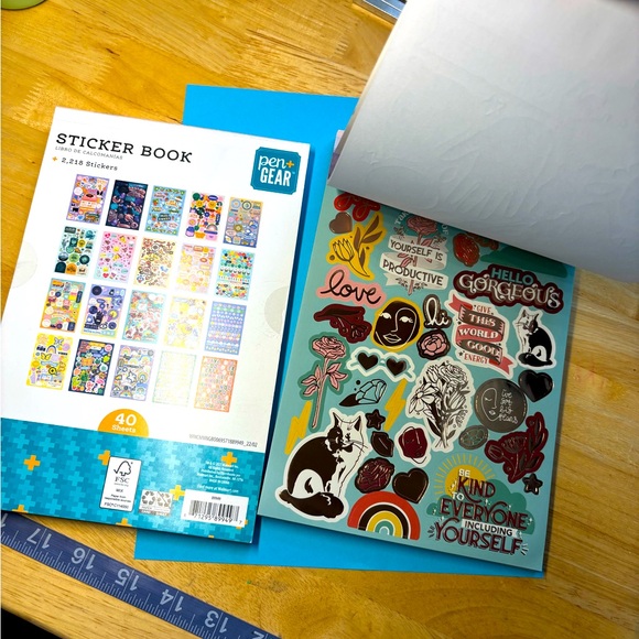 NEW Sticker book 2218 foil and paper, pen + gear good vibes edition fun letters - Picture 10 of 12